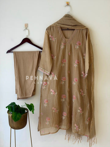 Floral Embroidered Three Piece Ensemble 5778/79