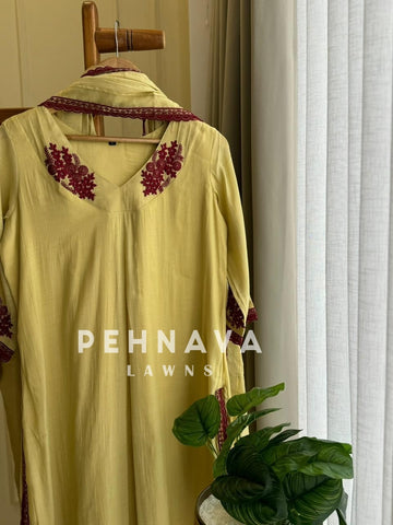 Premium Chanderi Three Piece Set