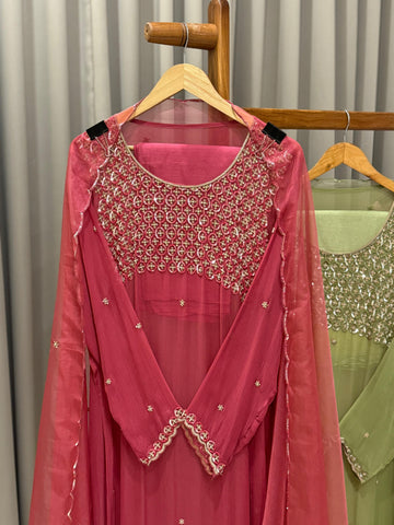 Semi stitched chiffon handwork suit