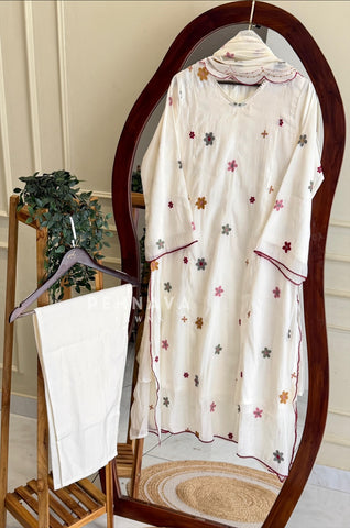 Floral Embroidered Three Piece Set
