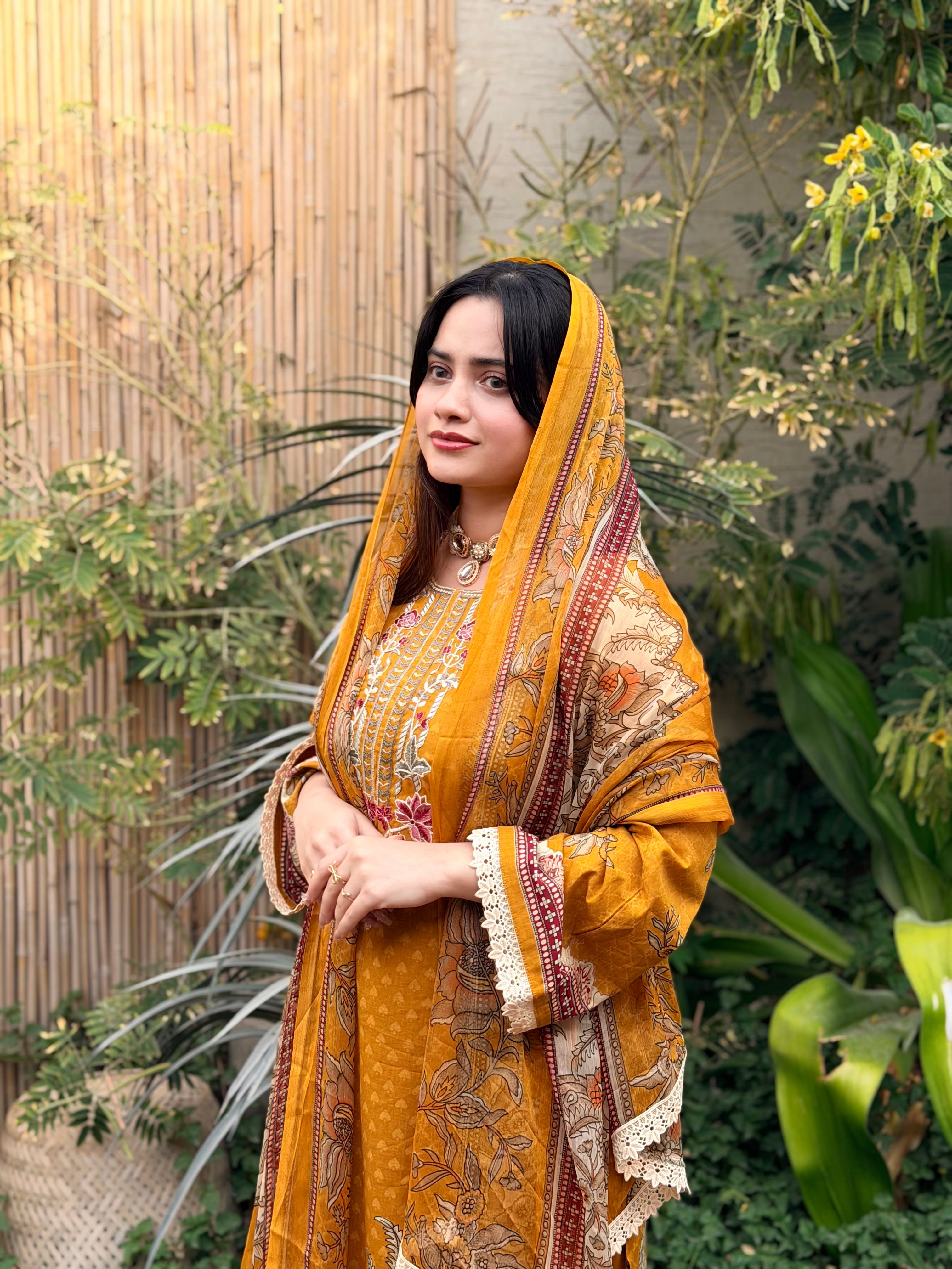 New Yellow Pakistani Cotton Suit