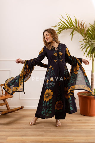 Cotton Printed Anarkali Suit Set