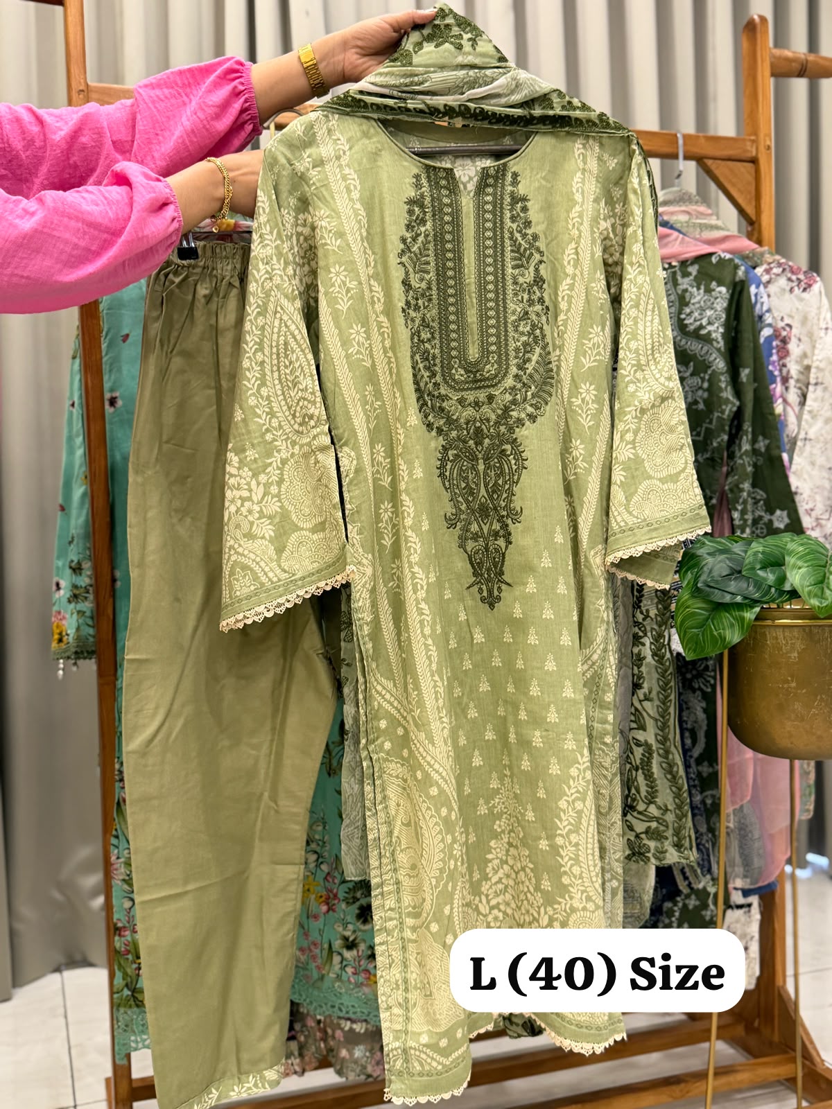 Signature Embroidered Three Piece Set