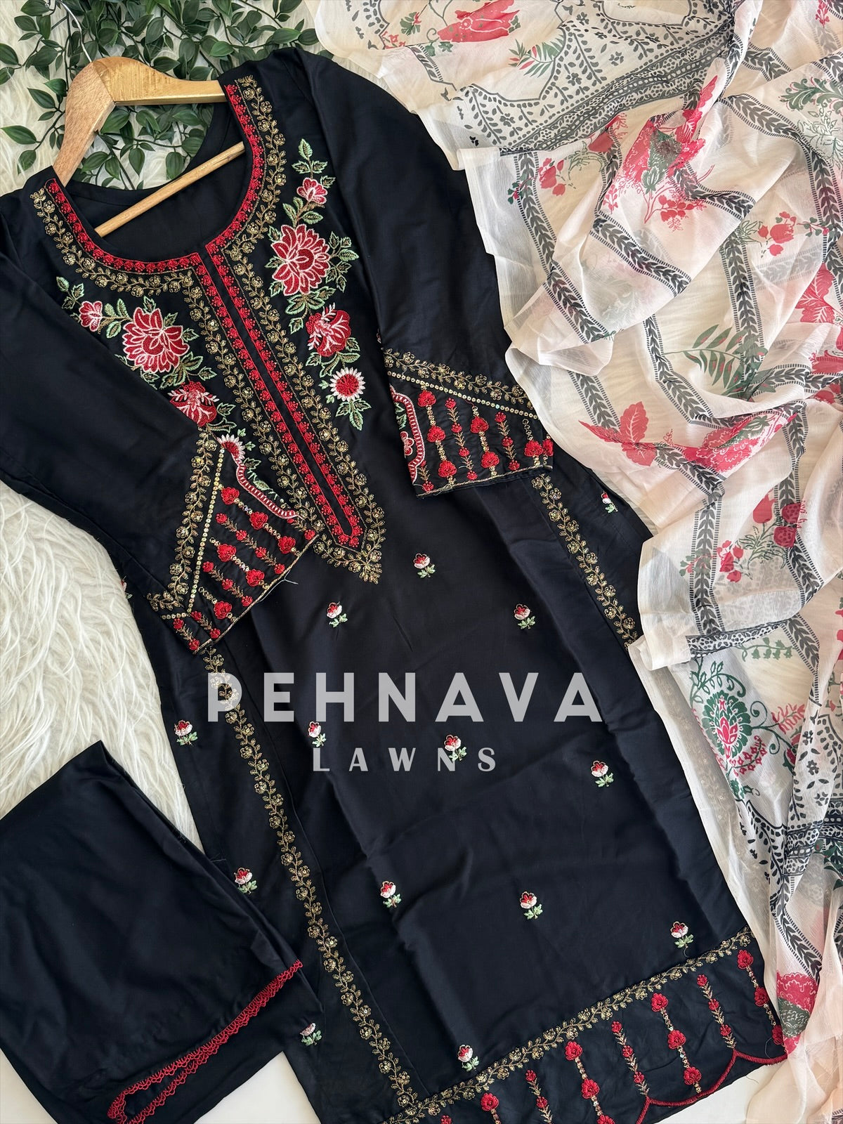 Semistitched Rayon Embroidered Suit - Pehnava Lawns