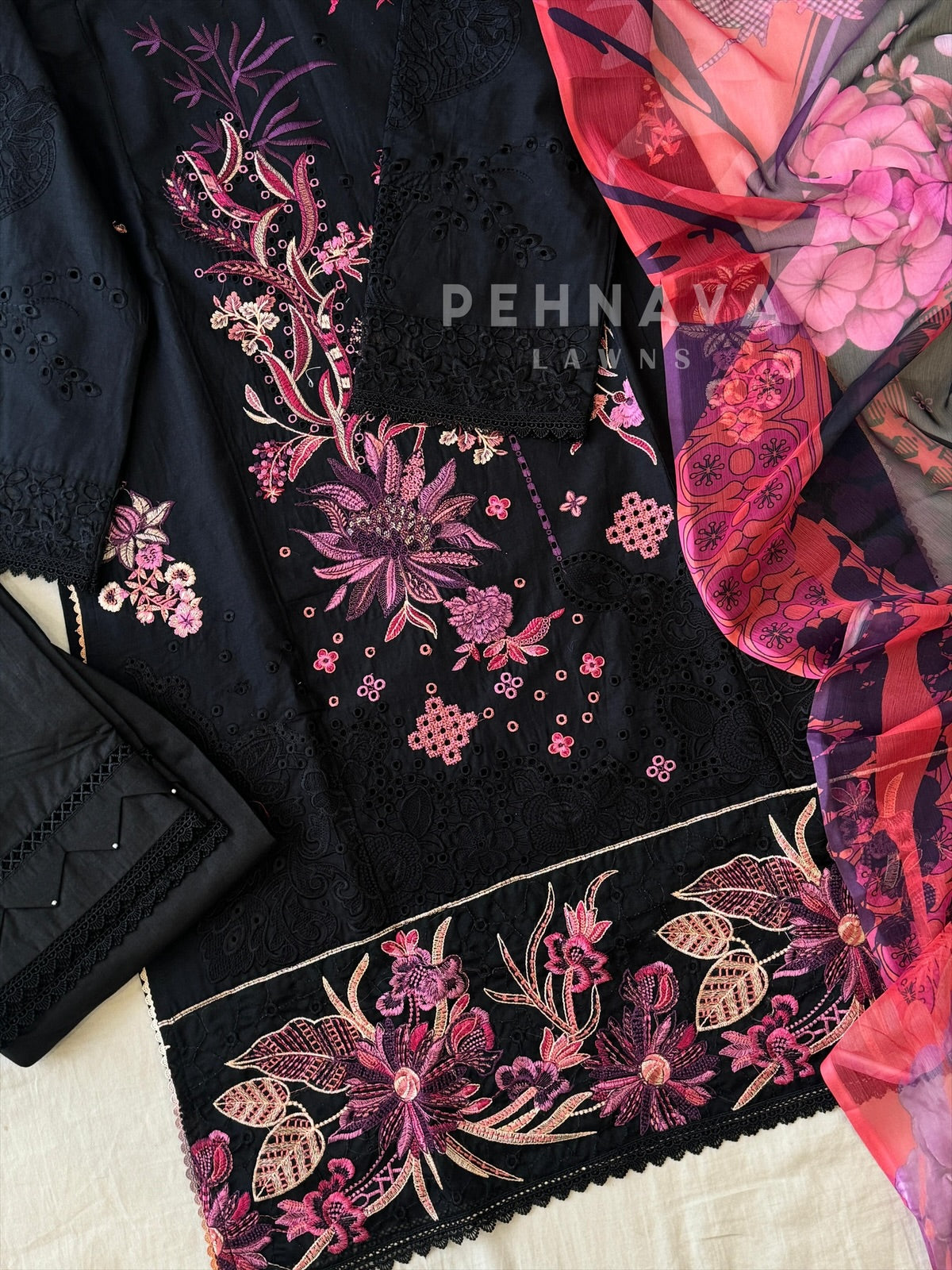 Floral Embroidered Suit Set-1664