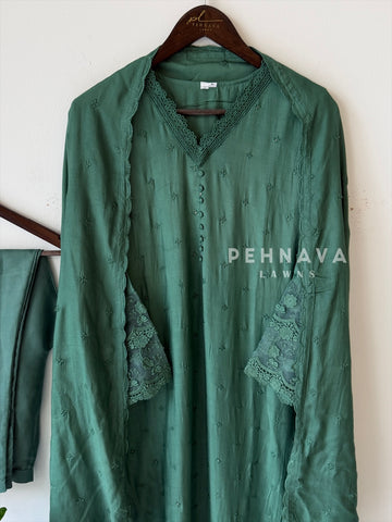 Lace‑Trimmed Embroidered Ensemble