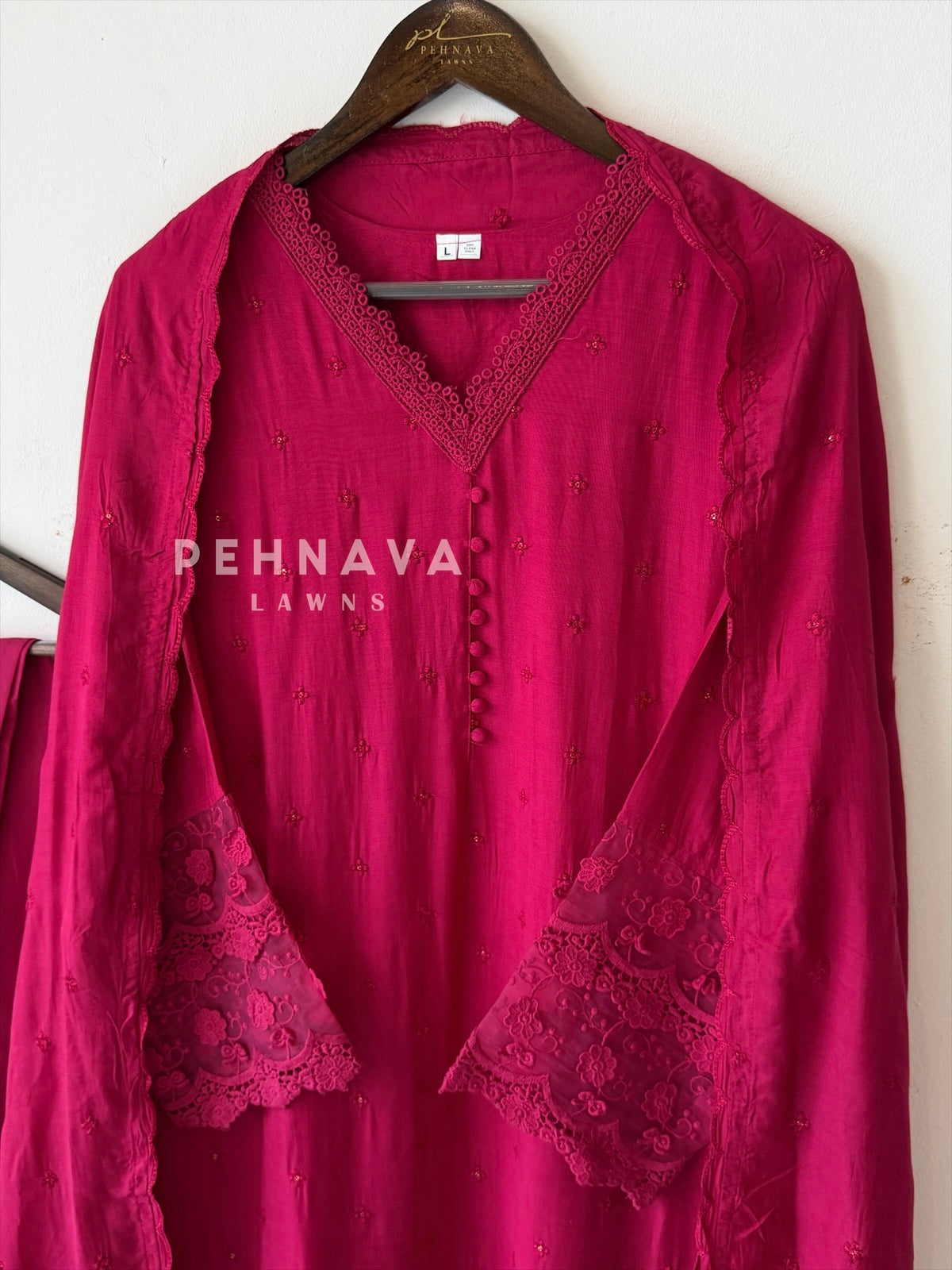 Lace‑Trimmed Embroidered Ensemble