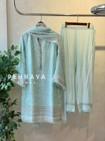 Agha Noor Formal Chiffon Sharara Ensemble
