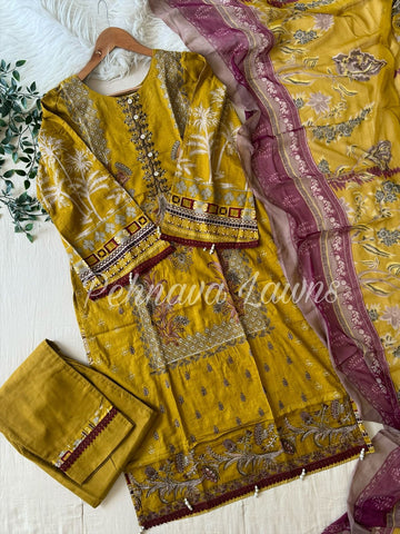 Embroidered Cotton Pakistani Suit-3374-M