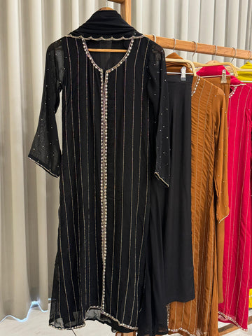 Front-Slitted Handworked Georgette Suit-4959