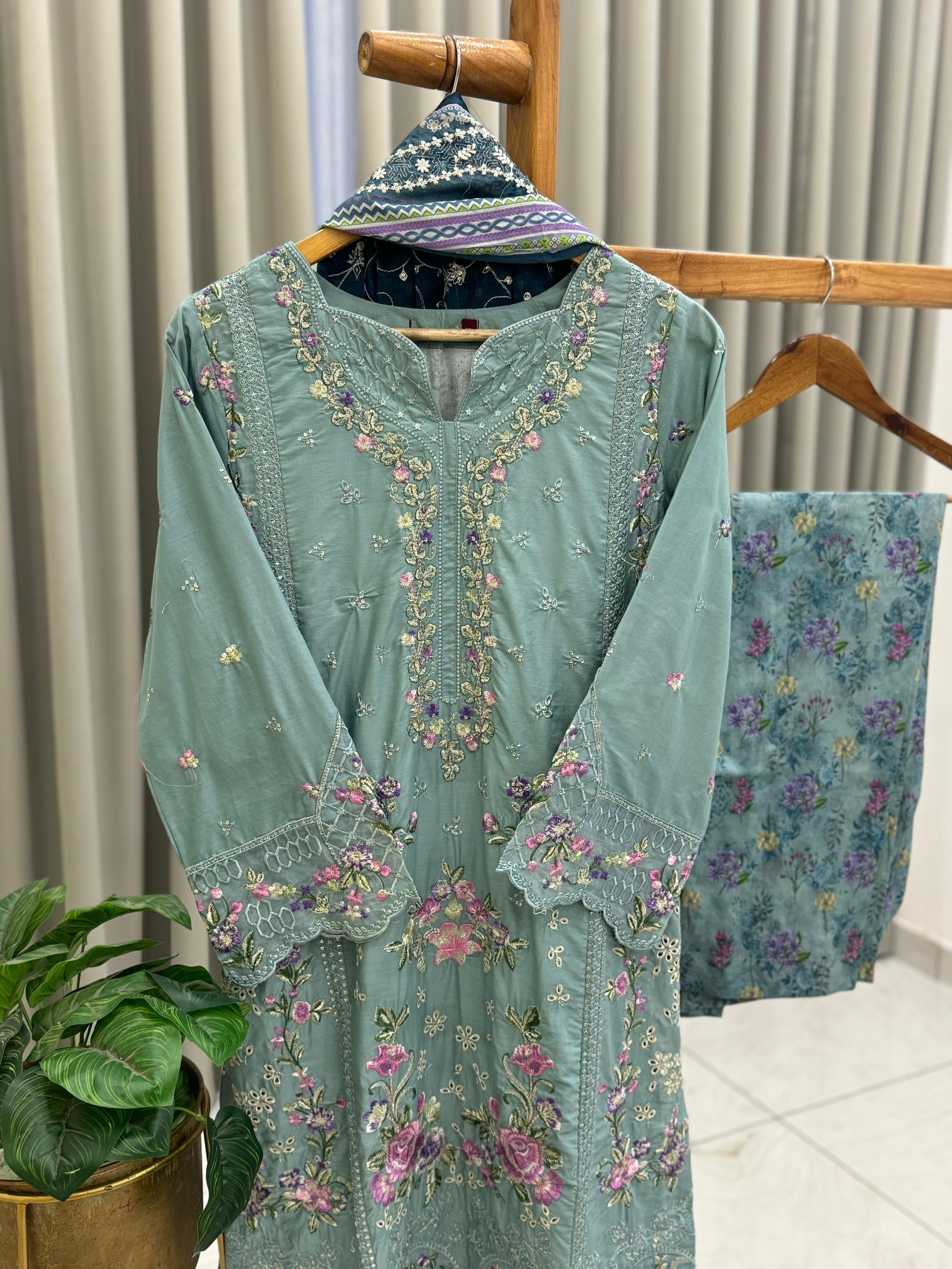 Premium Floral Embroidery lawn suit