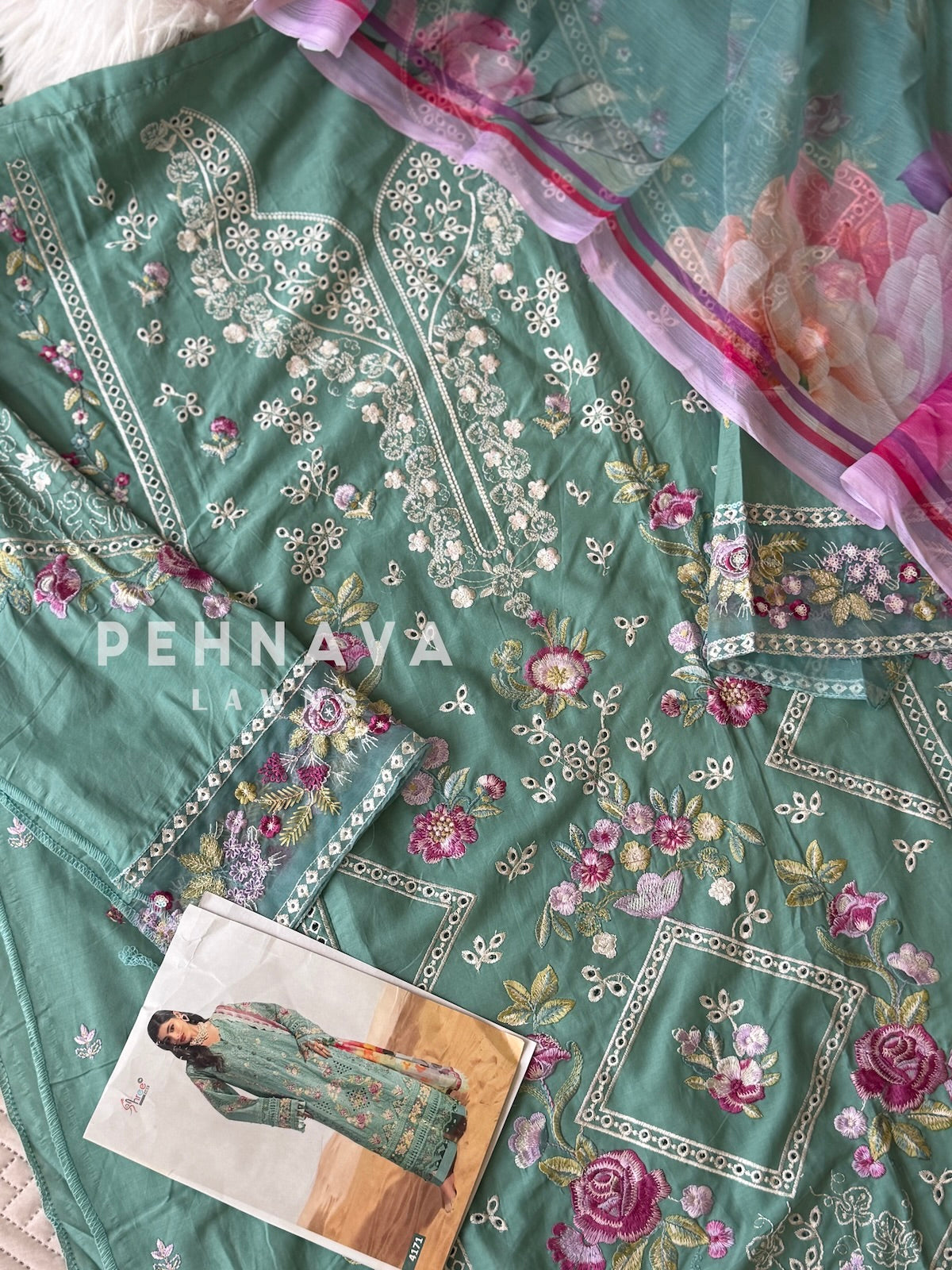 Embroidered Semi Stitched Suit-4171