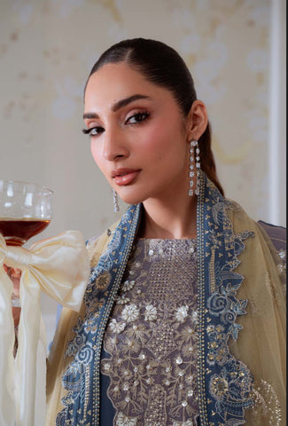 Midnight Bloom Chiffon Suit