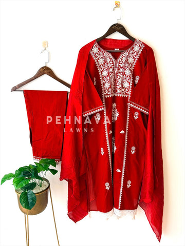 Panel Embroidered Three Piece Set