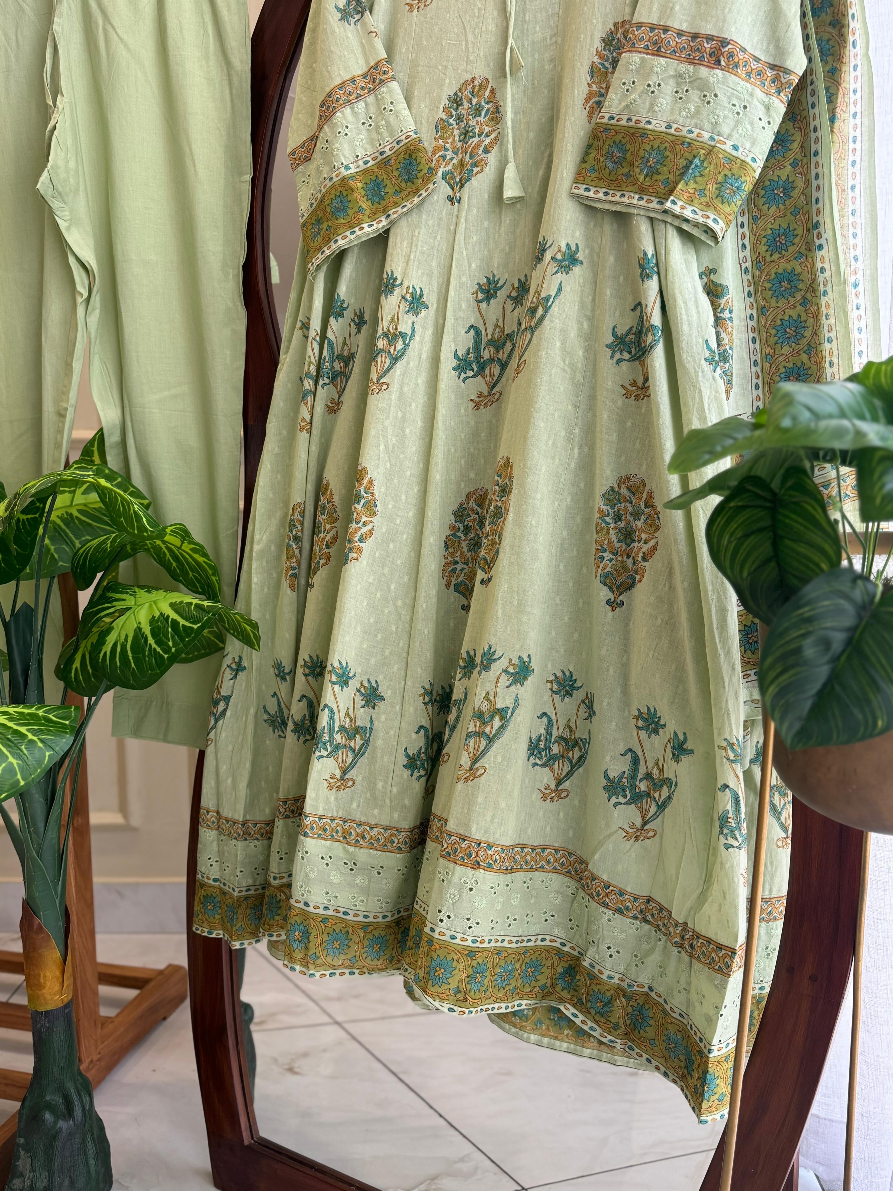 Floral pleated Anarkali Dress