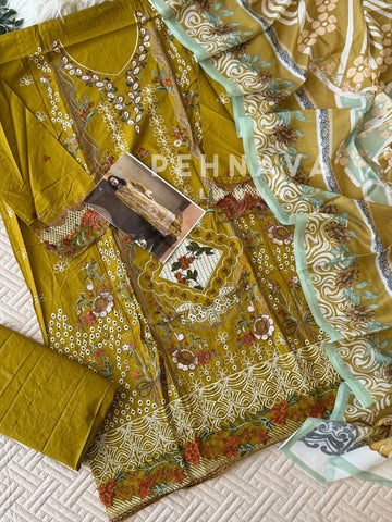 Embroidered Semi Stitched Suit 3906A