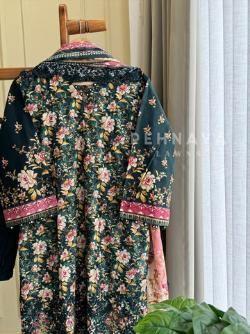 Printed Suit ft Embroidered  and lace detailing-1210 - Pehnava Lawns