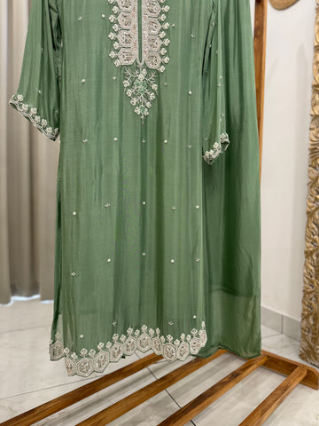 Chinnon handworked suit with  wide palazzo-color options available