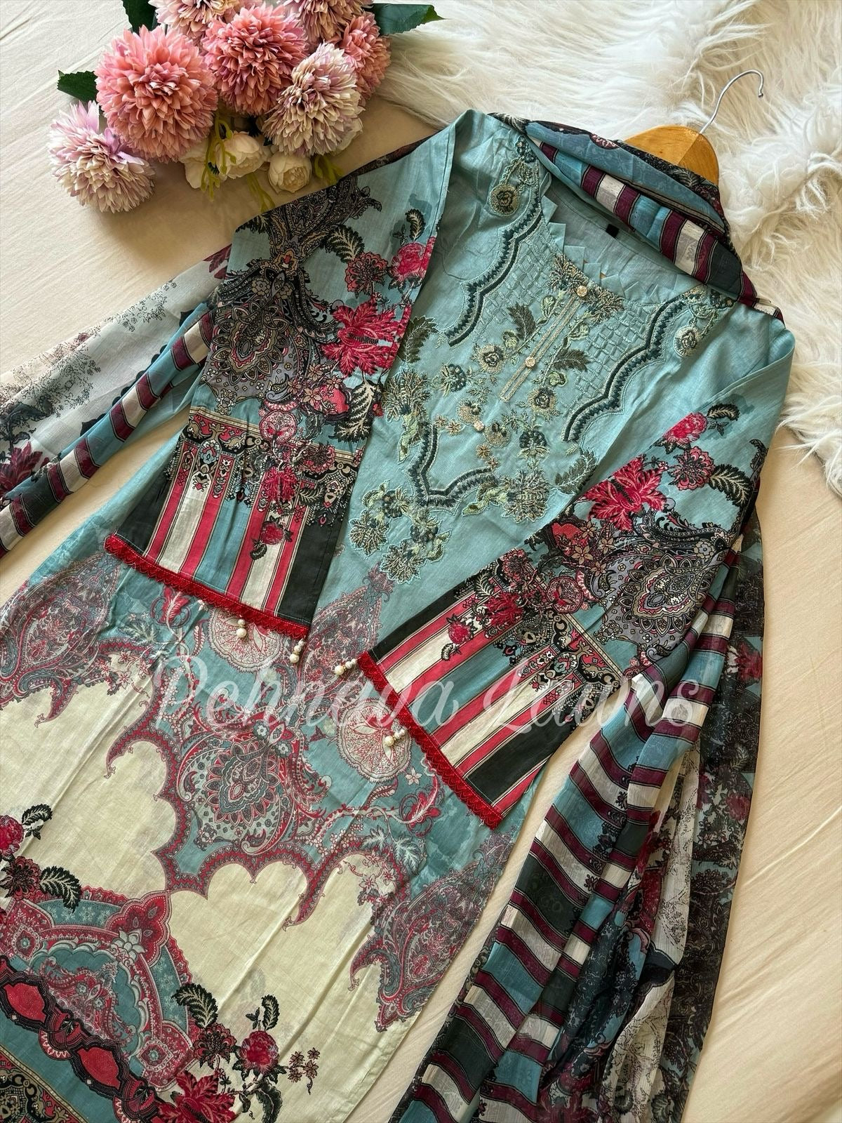 Essential Cotton Embroidered Suit-1110/ 1028