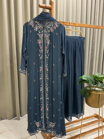 Premium Jacket Dress With Floral Handwork