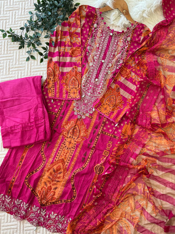 Elegant Mustard & Magenta Toned suit