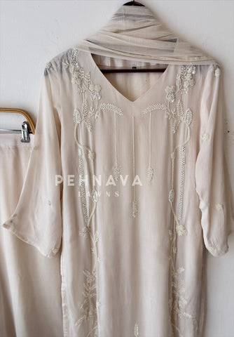 Hand Beaded Embroidered Suit - Pehnava Lawns