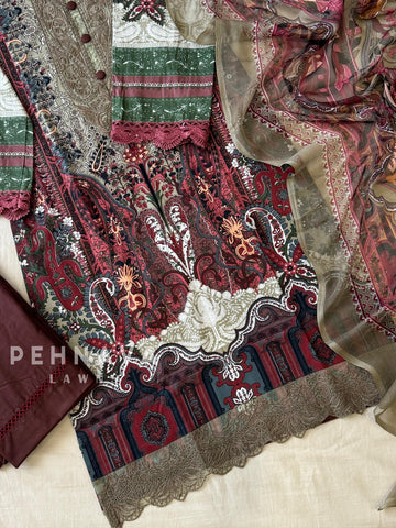 Embroidered Neck Unstitched Suit1751
