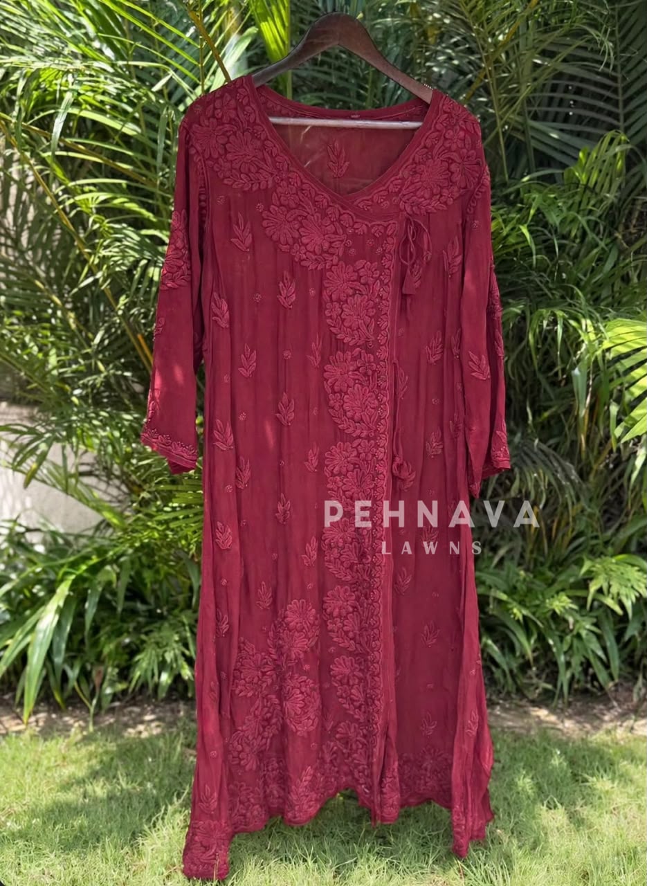 Angrakha Chikankari Embroidered Suit(12-15 Dispatching Time )