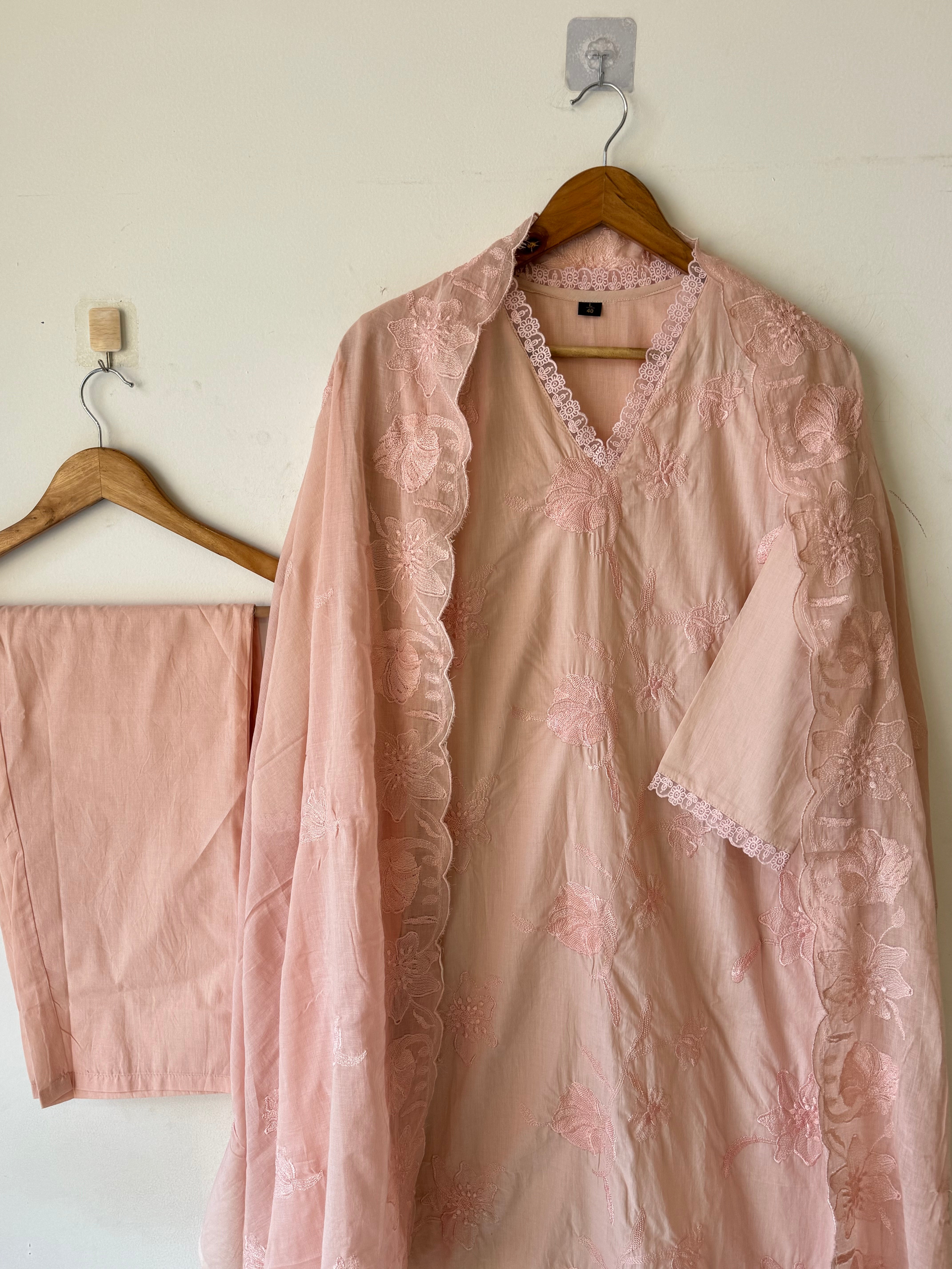 Yellow Embroidered Premium Cotton Suit Set