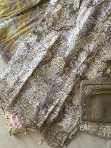 Lace Trimmed Floral Suit-Set-5007