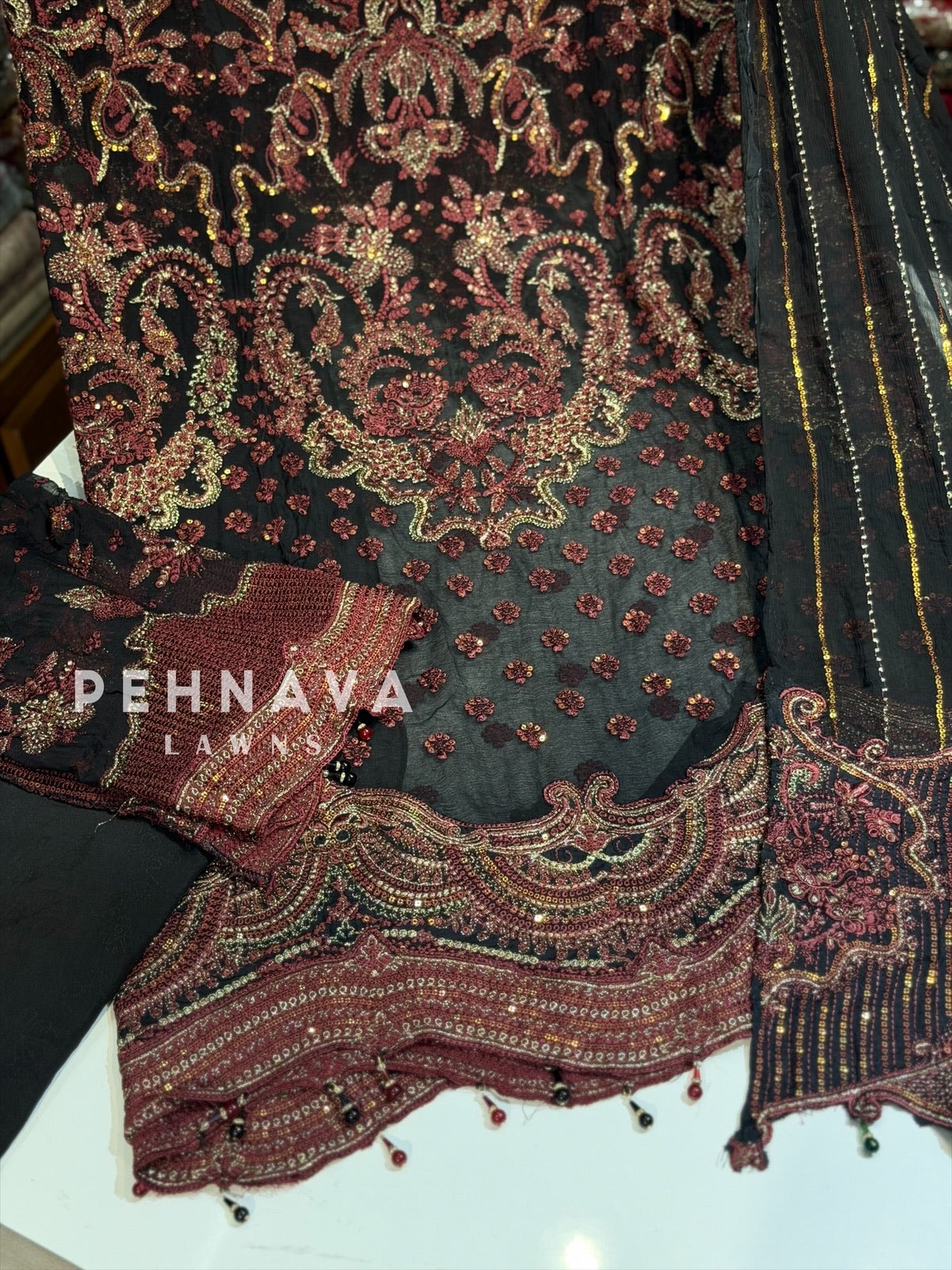 Heavy Embroidery Chiffon Suit