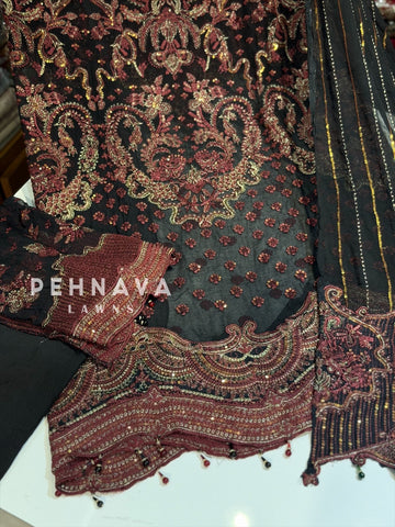 Heavy Embroidery Chiffon Suit