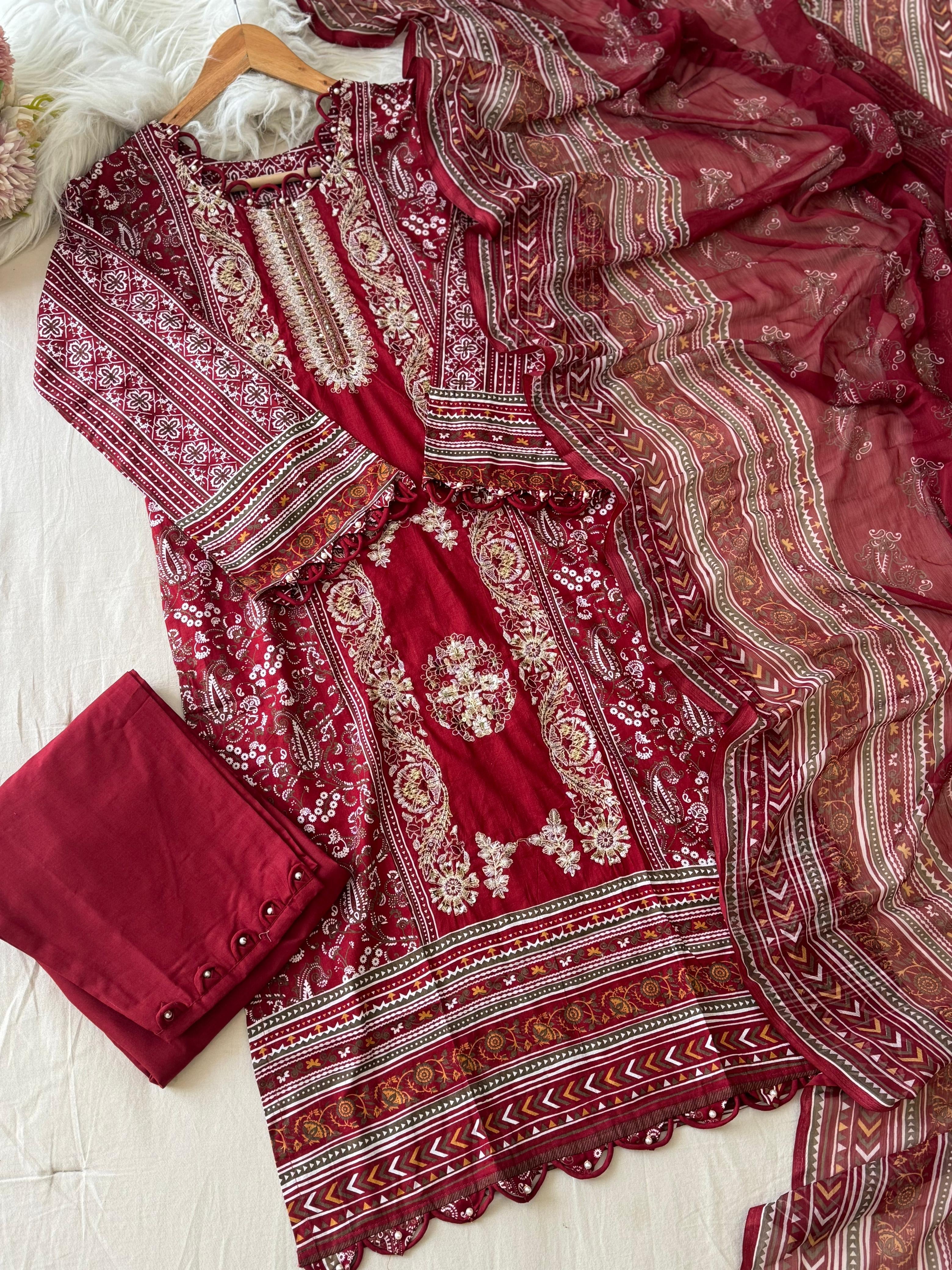 New Blue&Red Pakistani Suit