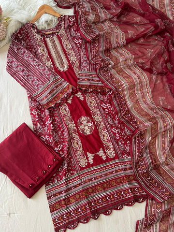 New Blue&Red Pakistani Suit