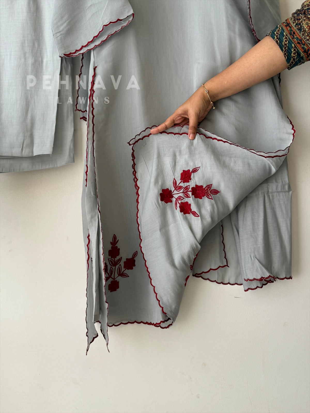 Floral Embroidered Chanderi A-Line Suit Set 3177 DR3