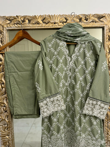 Pure Lawn Embroidery Suit-D6