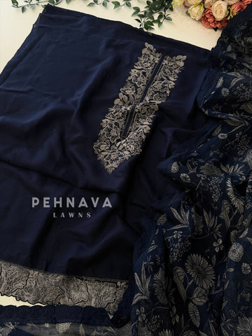 Paisley Embroidered Unstitched Ensemble