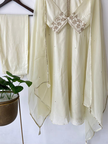 Premium russian silk suit with hand-work detailings-9076 - Pehnava Lawns