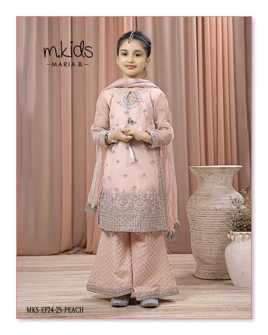 Kids party wear -ready to wear MKS-EF24-25-PEACH