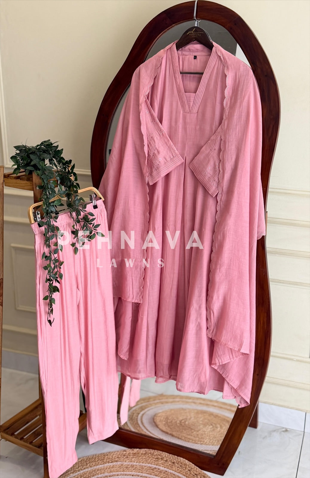 Pintuck V-Neck A-Line Suit Set