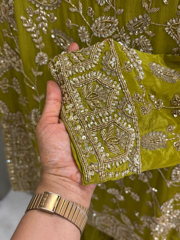Heavy Hand-worked suit with wide sharara-7490