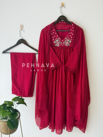 Lace‑Trimmed Embroidered Ensemble