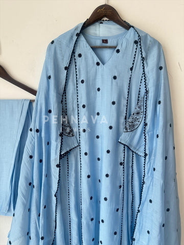 Elegant Embroidered A-line Suit