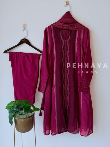 Straight Panel Embroidered Suit