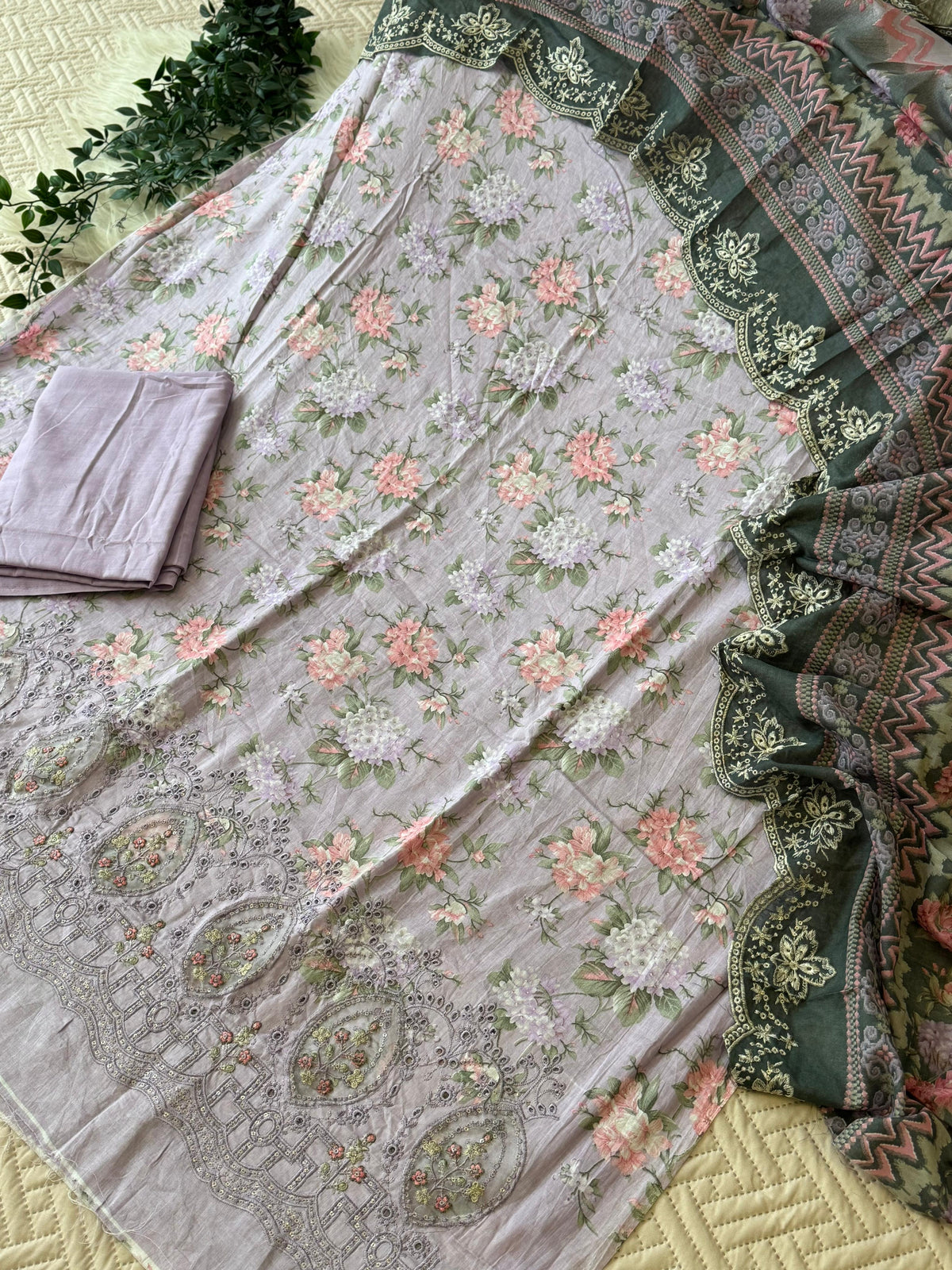 Floral Printed Cotton Suit ft. Cotton Dupata
