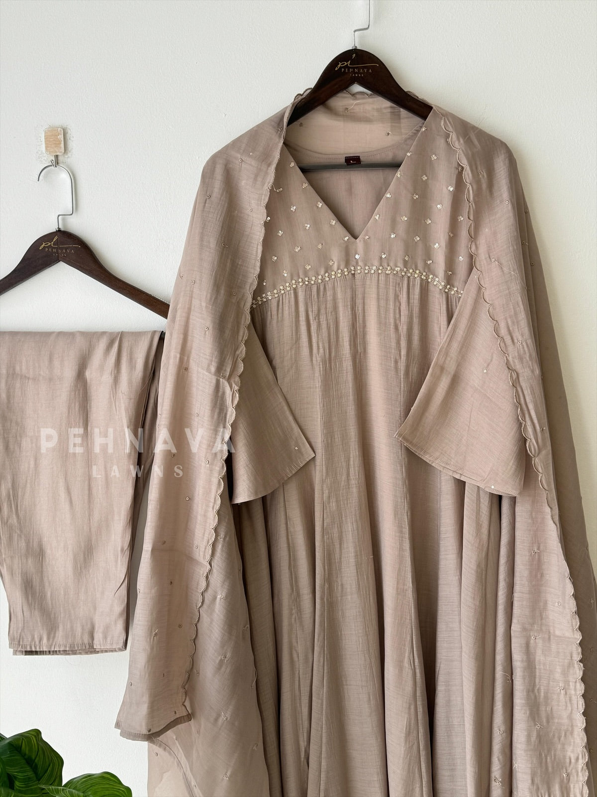 Panel-Cut Chanderi Ensemble-12807