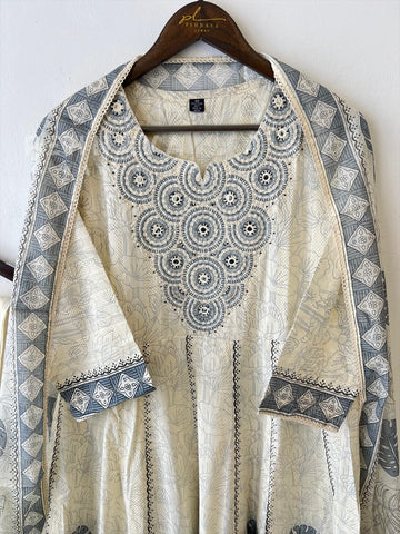 Pure cotton embroidered Anarakali suit - Pehnava Lawns