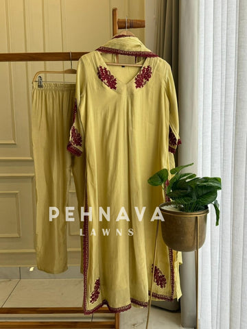 Premium Chanderi Three Piece Set