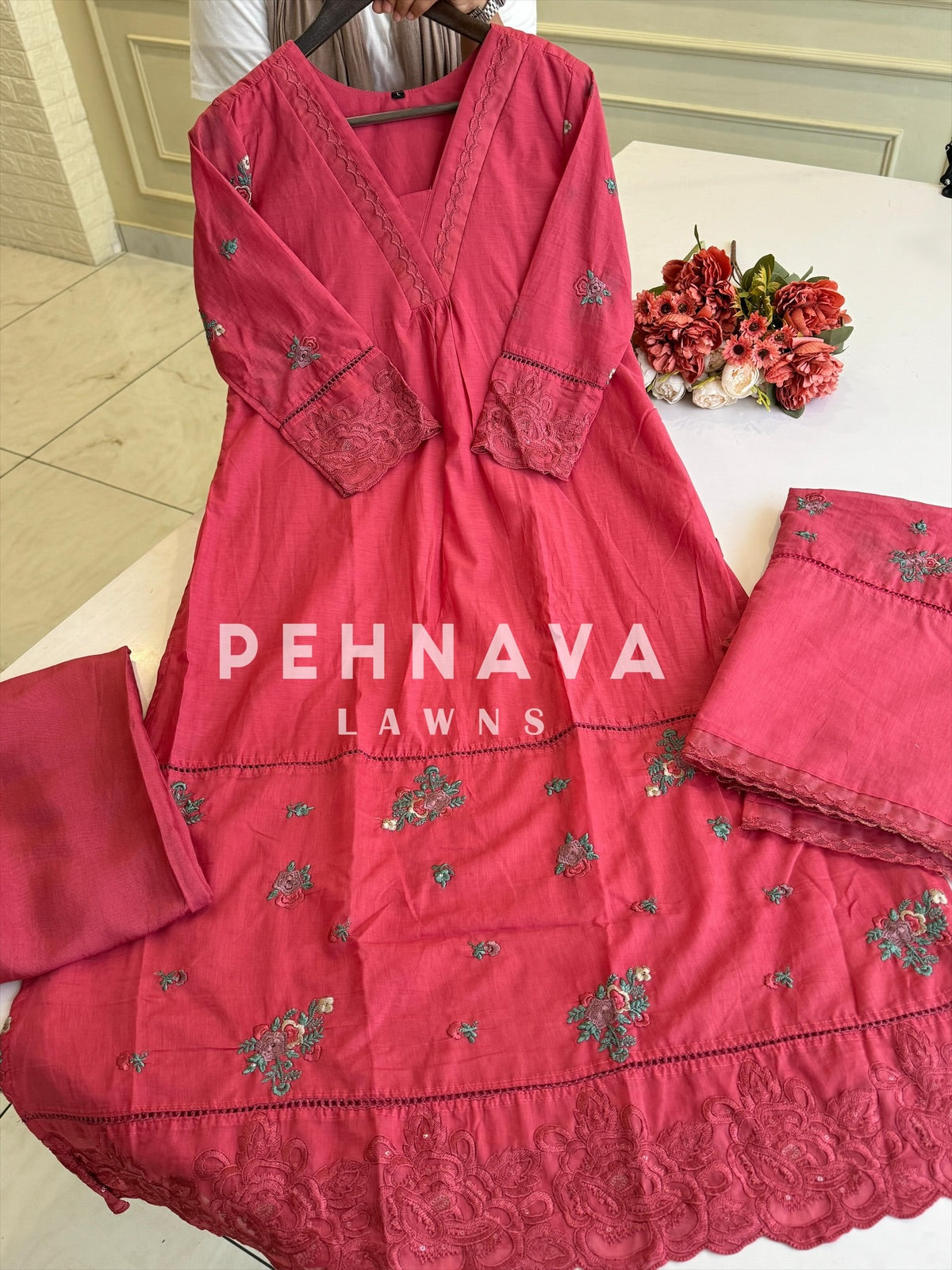 Premium Chanderi Festive Anarkali suit - Pehnava Lawns