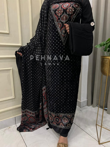 V-Neck Velvet Touch Ajrakh Suit - Pehnava Lawns